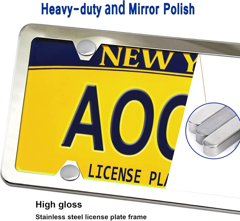 AOOTF Trailer License Plate Bracket Holder- Truck/RVs/Boats Aluminum Car Tag Holder and Stainless Steel Chrome Frame, Universal License Plate Light Mounting Kit with Screw Cap - Image 3